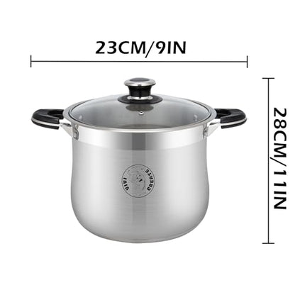 Vivicreate 14.5 Quart Stainless Steel Stock Pot with Lid Large Induction Cooking Pot for Pasta Soup Boiling Stew with Measurement Marks and Handles