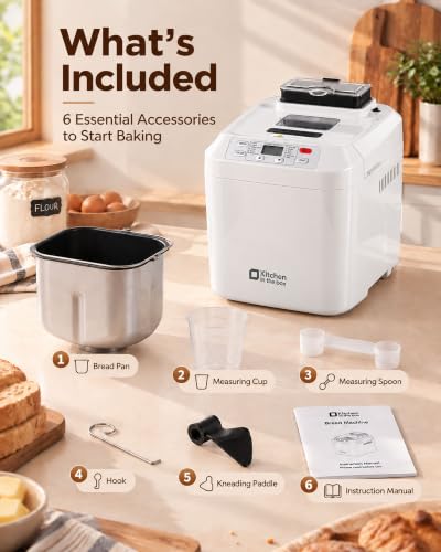 Kitchen in the Box Bread Maker, 2LB Bread Machine with Auto Nut Dispenser