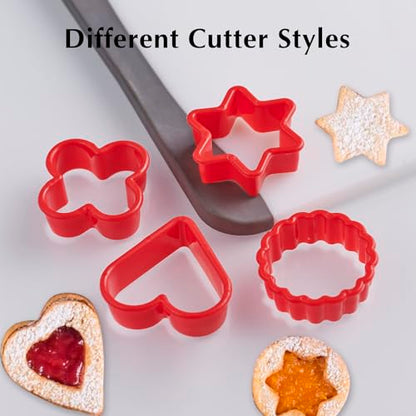 HiempTru Cookie Cutter Set 24 PCS, Heart Star Round Shapes Cookie Cutters Mold Plastic Homemade Mini Biscuit Cutters Sandwich Cutter for DIY, Kitchen, Baking, Birthday, Pancake Maker Supplies 2 Inch
