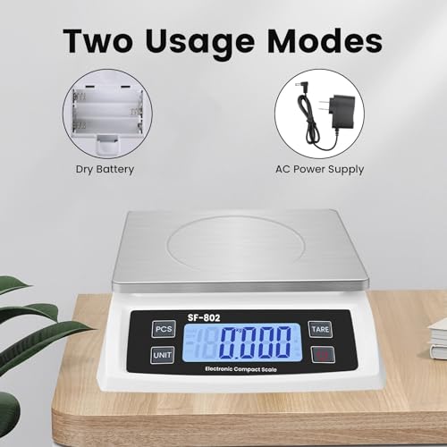 Puozult Digital Kitchen Scale 30kg/66lb Large Food Scale for Baking Cooking Stainless Bread Scale with LCD Display Counting Scales for Commercial(Color : Stainless White)