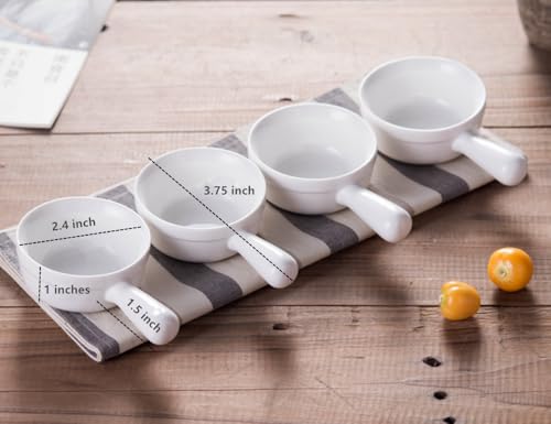 10 Packs White Soy Sauce Dishes with Handle,1oz Ramekins Porcelain Pinch Bowls,Small Dip Bowls Set,Dipping Bowls Appetizer Ketchup BBQ Sushi Condiments Serving Bowl Set-Stackable (Pot Shape)