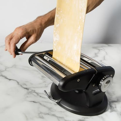 Calphalon Aero Pasta Maker Machine, Manual Pasta Roller & Cutter, Stainless Steel Pasta Maker with Adjustable Thickness Settings for Spaghetti, Fettuccine & Lasagna Sheets