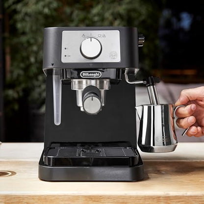 De'Longhi Stilosa Manual Espresso Machine, Compact Coffee Maker, 15 Bar Pump Pressure, Manual Milk Frother Steam Wand for Authentic Single & Double Espresso, Lattes & Cappuccinos, Tamper Included