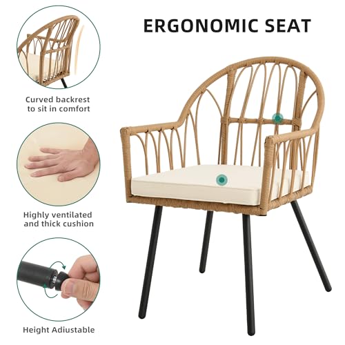 YITAHOME 5 Pieces Patio Dining Table Chair Set, Outdoor Table and Chairs with Umbrella Hole, Patio Furniture Set Outdoor Rattan Dining Table Set for Patio, Backyard, Balcony, Garden