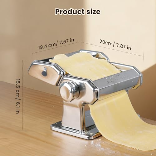 3-in-1 Pasta Maker, 9 Thickness Settings with Rollers & 2 Size Cutters