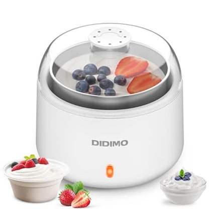 DiDimo Yogurt Maker, 1.37 QT Automatic Greek Yogurt Machine with Constant Temperature Control, Yogurt Maker Machine for Probiotic, Curd, Small Stainless Steel Container for Home Kitchen
