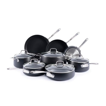 All-Clad HA1 Expert Hard Anodized Nonstick Cookware Set (13 Piece) Pots, Frying Pans, Dishwasher-Safe, Oven-Safe Up to 500°F Compatible with All Stovetops (Gas, Electric & Induction) - Black