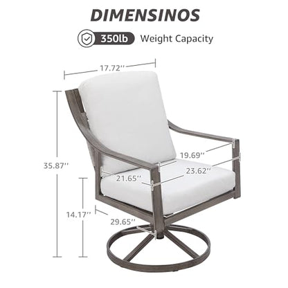NATURAL EXPRESSIONS 5-Piece Outdoor Patio Dining Set, 4pcs Patio Swivel Rocking Chairs and 38’’ Round Dining Table with 1.65’’ Umbrella Hole