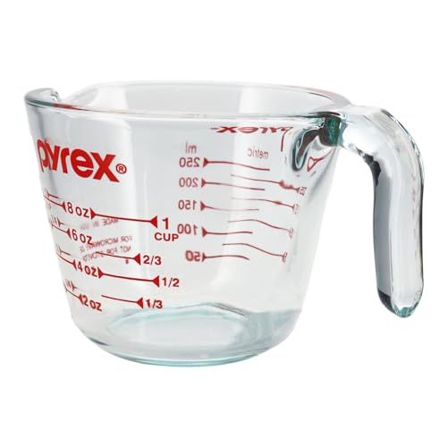 Pyrex Prepware 1 Cup Measuring Cup, Clear w/ Red Measurements (6001074)