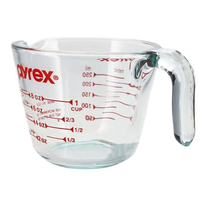 Pyrex Prepware 1 Cup Measuring Cup, Clear w/ Red Measurements (6001074)