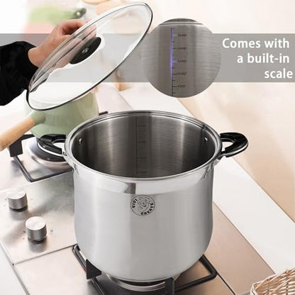 Vivicreate 18.5 Quart Stainless Steel Stock Pot with Lid Large Induction Cooking Pot for Pasta Soup Boiling Stew with Measurement Marks and Handles