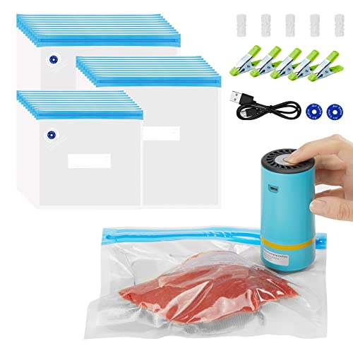 INKBIRD WIFI Sous Vide Cooker Bundle with 30PCS Sous Vied bags and Vacuum Sealer Pump, Sous Vide Starter Kits, Recipes on APP,1000W Sous-Vide Machine for Steak