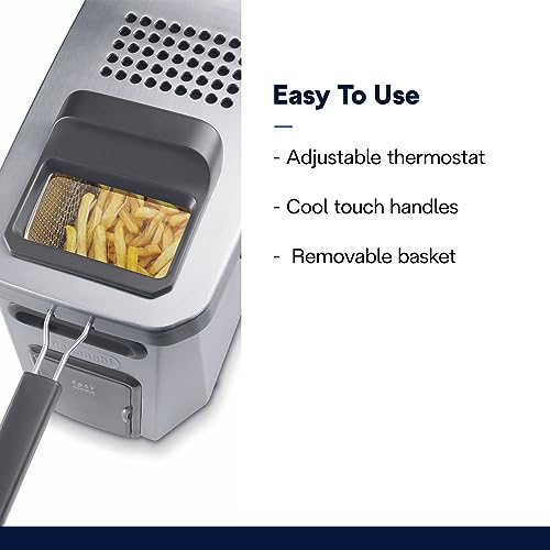 De’Longhi Livenza Deep Fryer with EasyClean System, Cool Zone, Adjustable Thermostat, Dishwasher-Safe Parts, Large Capacity, Easy Oil Draining, Stainless Steel