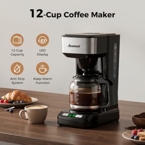 Aromvel 12 Cup Coffee Maker with LED Display, Drip Coffee Machine