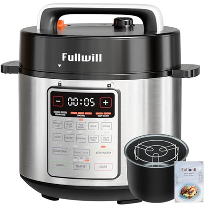 Fullwill 9-in-1 Electric Pressure Cooker, 12 Presets Instant Multi Cooker, Olla de Presion Nonstick Pot 6 Quarts Slow Cooker, Rice Cooker, Steamer, Sauté, Yogurt Maker, Warmer