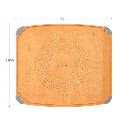 Elihome Essential Baking Pastry & Cutting Board for Kitchen, Wood Fiber Cutting Board for Kitchen, Knife Friendly, Dishwasher Safe, Non-Slip Feet, Juice Groove, Non-Porous, Eco Friendly, 15" x 18"
