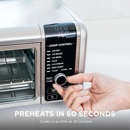 Ninja Digital Air Fryer & Toaster Oven | 8-in-1 Functionality | Flip-Up Design | XL Capacity | Air Fry Basket, Sheet Pan, Wire Rack & Crumb Tray | 1800 Watt | Silver | SP101