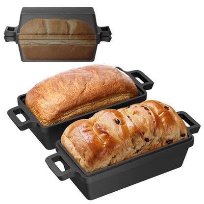 Heimekite 9×5 Inch Cast Iron Loaf Pan with Lid, bread pans for baking, 2 Piece Set | Even Heat Distribution Bread Baking Pan for Homemade Sandwich Bread, Banana Bread, Cakes, Meatloaf