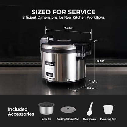 CUCKOO Commercial Rice Cooker & Warmer, Extra Large Rice Cooker 30-Cup Uncooked / 60-Cup Cooked, Professional Industrial Grain Cooker with Large Capacity, Easy One-Touch Operation, Silver (CR-3032)
