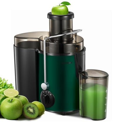 Juicer Machine, HOUSNAT Centrifugal Juicer,Extractor Max Power 800W Juice, 65MM Chute for Whole Fruit and Vegetables, Juice Extractor with 3 Speeds Quick Juicing, Easy to Clean, BPA Free, Green