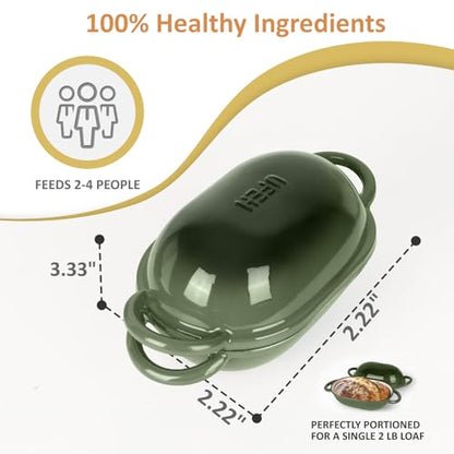 UFEH Dutch Oven for Bread Baking – Premium Cast Iron Pot with Lid – Perfect for Sourdough, Artisan Loaves & No-Knead Bread – 2 QT / 1.9L (Enameled, Round, Oven & Stovetop Safe), Green