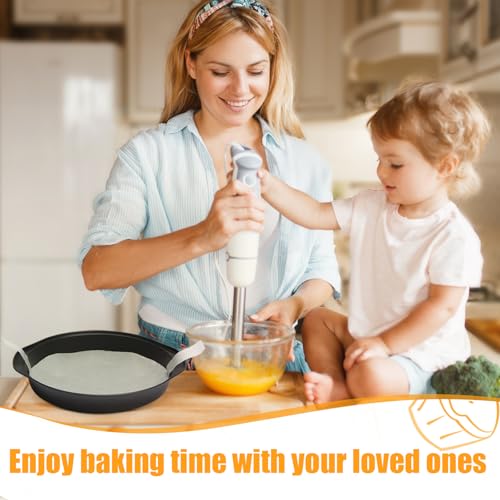 tutikuki 8" Round Cake Pan, 3PCS Nonstick Cake Pans with 100 PCS Parchment Paper, Carbon Steel Cake Baking Pans with Handle, Dishwasher Safe