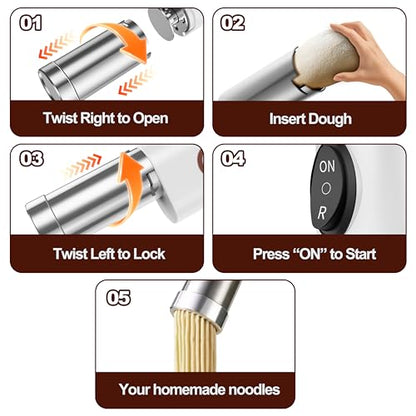 Bestery 5 in 1 Electric Pasta Maker Machine, Upgraded Powerful Motor
