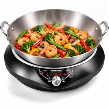 GastroGear 1700W 120V Concave Induction Wok Burner, Cooktop Only
