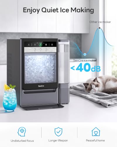 Nugget Ice Maker Countertop 60lbs/24H, 5-Min Ice Output, UV-C Purify