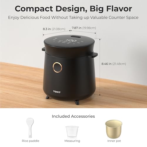 Compact Mini Rice Cooker Small Kitchen 3-Cup (Uncooked) / 6-Cup (Cooked), Non Stick Ceramic Inner Pot Rice Maker, 24H Timer Delay, Auto Keep Warm, 9 Functions Multicooker For Brown Rice, Steam, Soup