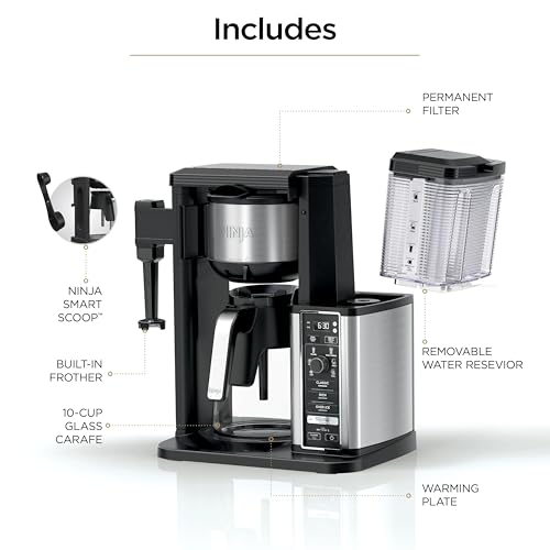 Ninja Specialty Coffee Maker | Includes 10-Cup Carafe, Fold-Away Frother, Permanent Filter & Removable, Dishwasher Safe Reservoir | 6 Brew Styles, 8 Cup to Travel Mug to Pot Sizes | Black | CM401