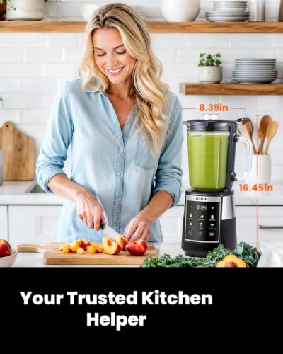 GDOR Professional Blender with 6 Preset Programs, 1300W Smoothie Blender for Ice Crushing & Frozen Fruit, 67 Oz Glass Pitcher & 22 Oz To-Go Cup Combo, Smart Smoothie Maker, Self-Cleaning