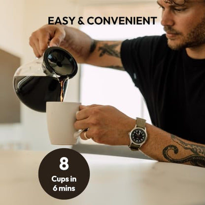 SimplyGoodCoffee Coffee Maker/Coffee Machine. 8 Cup Automatic Drip Pour Over Coffee Brewer. Easy To Use, Durable Stainless, Gold Cup Standard (Renewed)