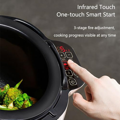 Automatic Cooking Machine, 6L Auto Cooking Wok Fried Rice Machine, One-Click Smart Start, 360 ° Automatic Rotation, for Stir Frying, Stewing, Cooking