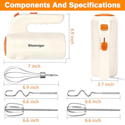 Hand Mixer, 5-Speed Electric Whisk with Turbo Boost Includes 5 Stainless Steel Attachments - Great Stand Mixer Alternative for Baking Cakes, Bread & More