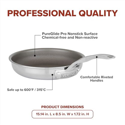 Viking PureGlide Pro 3-Ply Nonstick Frying Pan, Made without PFAS, 8-Inch Induction Cookware, Metal Utensil Safe Titanium Nonstick Surface, Oven Safe to 600F
