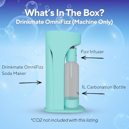 Drinkmate OmniFizz Sparkling Water Maker & Soda Streaming Machine | Carbonates Any Drink | BPA-Free Bottle | No Batteries or Electricity Required | CO2 Not Included (Arctic Blue)