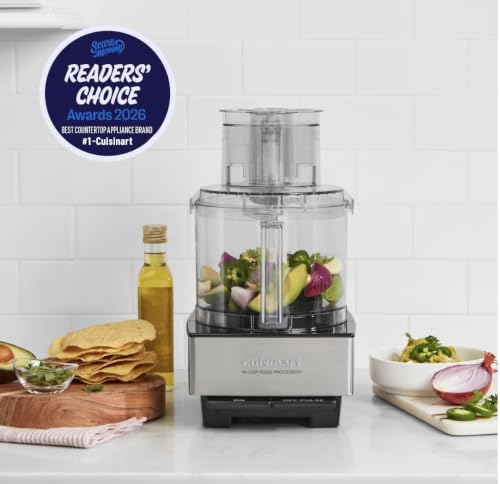 Cuisinart Food Processor, 14-Cup Vegetable Food Chopper for Mincing, Dicing, Shredding, Puree & Kneading Dough, 720-Watt Motor, Stainless Steel, DFP-14BCNY