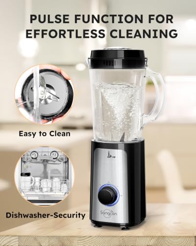 SANGCON 5 in 1 Blender and Food Processor Combo for Kitchen, Small Electric Food Chopper for Meat and Vegetable, 350W High Speed Blenders with 2 Speeds and Pulse for Smoothies and Shakes
