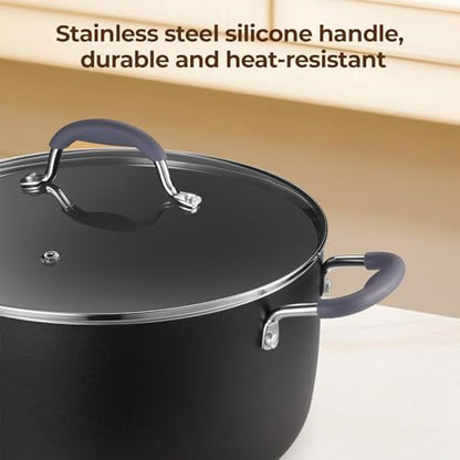 10 Quart Nonstick Stock Pot with Lid, Ceramic Soup Pot with Lid, Induction Cooking Pot with Silicone Handle for All Stoves, Healthy Non-toxic Cooking Pot for Stew/Pasta, PFAS & PFOA Free