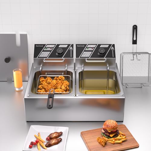 Commercial Deep Fryer with Basket, 3400W 12.7QT Electric Deep Fryers