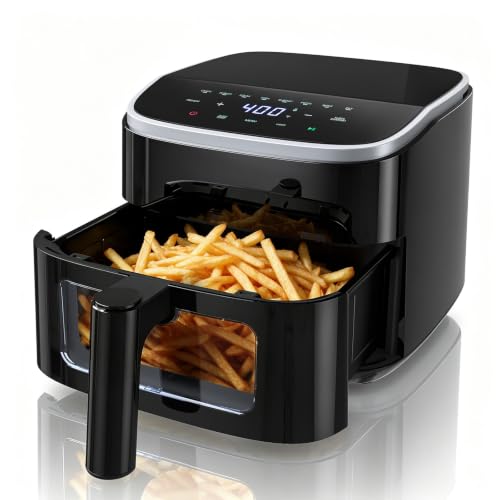 DUMOS Air Fryer, 4QT Nonstick Airfryer with 8 Presets Visual Window