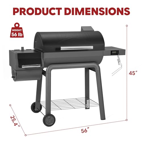 Feasto 30-Inch Heavy-Duty Charcoal Grill with Digital Temperature Control & 2 Meat Probes, Outdoor BBQ Grill with Offset Smoker, 832 Sq. In. Cooking Space for Backyard BBQ, Black & Grey