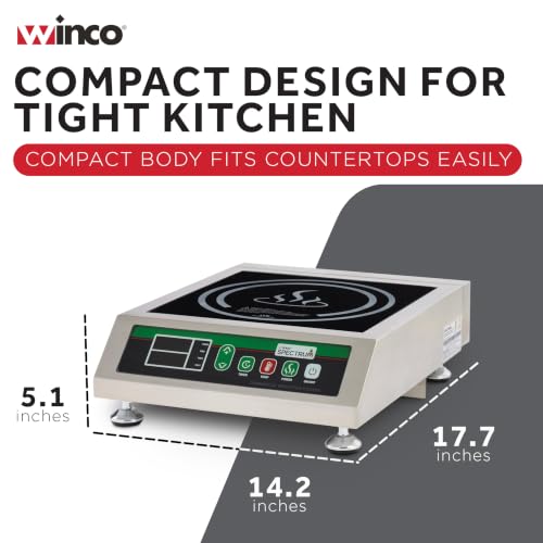 Winco 1800W Silver/Black Induction Cooktop Burner