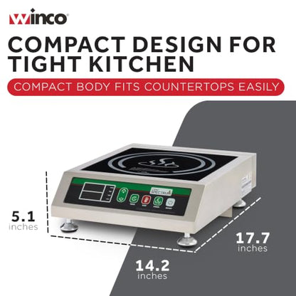 Winco 1800W Silver/Black Induction Cooktop Burner