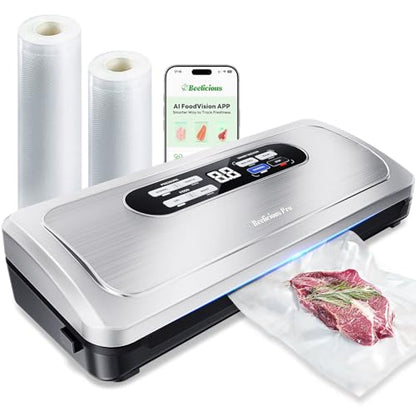 Vacuum Sealer Machine with AirLock ProSeal System, 10-in-1 Vacuum Sealer for Food, Moist/Dry Sealing Modes, Compact Design with Digital Timer, Built-in Cutter & Roll Storage, Stainless Steel