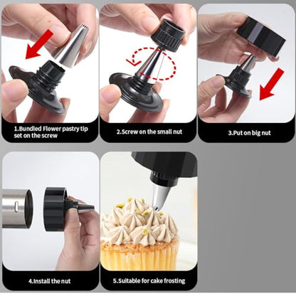 Stainless Steel Cookies Press,Cookie Press Gun Kit with 13 Cookie Discs and 8 Piping Tips, Gift for Women, Christmas Festival Biscuit Maker