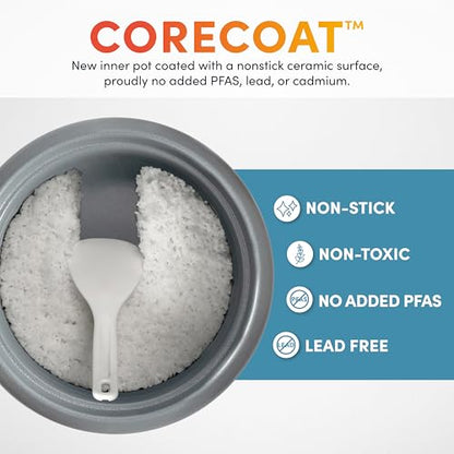AROMA Rice Cooker, 3-Cup (Uncooked) / 6-Cup (Cooked), Small Rice Cooker, Oatmeal Cooker, Soup Maker, Auto Keep Warm, 1.5 Qt, White, ARC-393NG