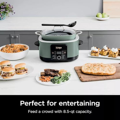 Ninja MC1001H Foodi PossibleCooker PRO 8.5 Quart Multi-Cooker, 8-in-1 Slow Cooker, Pressure Cooker, Dutch Oven & More, Glass Lid & Integrated Spoon, Nonstick, Oven Safe to 500°F, Sage Green (Renewed)