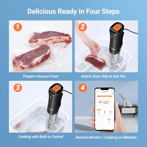 INKBIRD 2.4G WIFI Sous Vide Cooker Bundle with Vacuum Sealer Machine,1000W Sous-Vide Kits, Immersion Circulator for Sous Vide Mahine with 14 Preset Recipes on Thermal Immersion